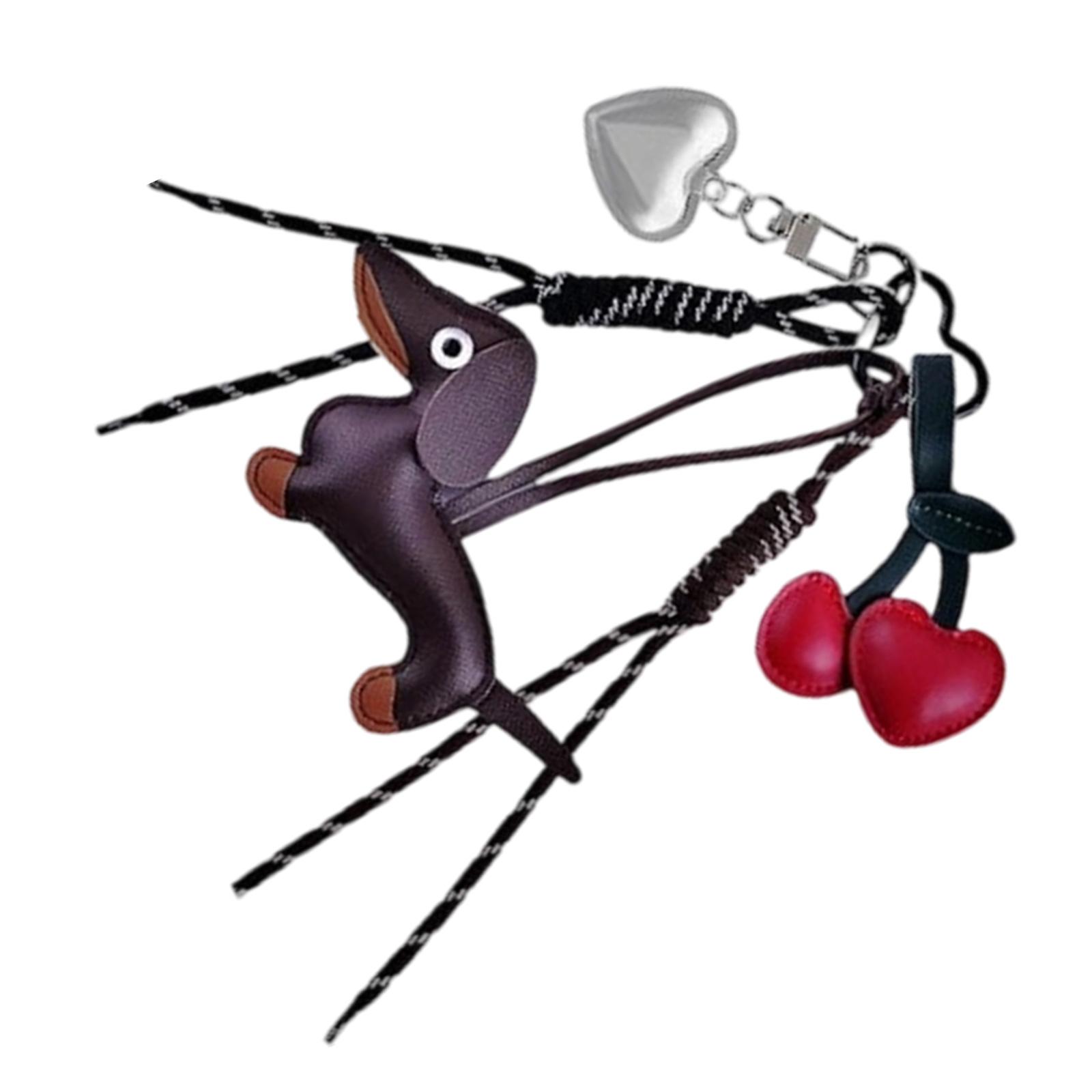

Vintage Dachshund Dog Keychain Unique Styles Sturdy PU Materials Elegant Charm for Bag and Keys Decoration Daily Use чёрный