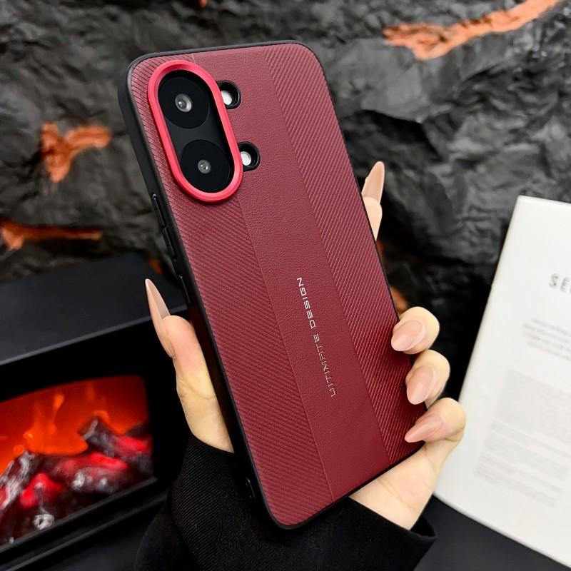 For POCO X8 Pro X8 ProMax leather texture solid color red lens ring shockproof and fingerprint-resistant phone case