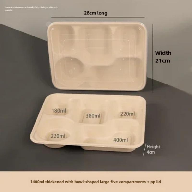 Caja de embalaje desechable para entrega dividida, 10 unidades, gran capacidad, papel de cuadrícula múltiple, cajas para el almuerzo, respetuosas con el medio ambiente, para microondas