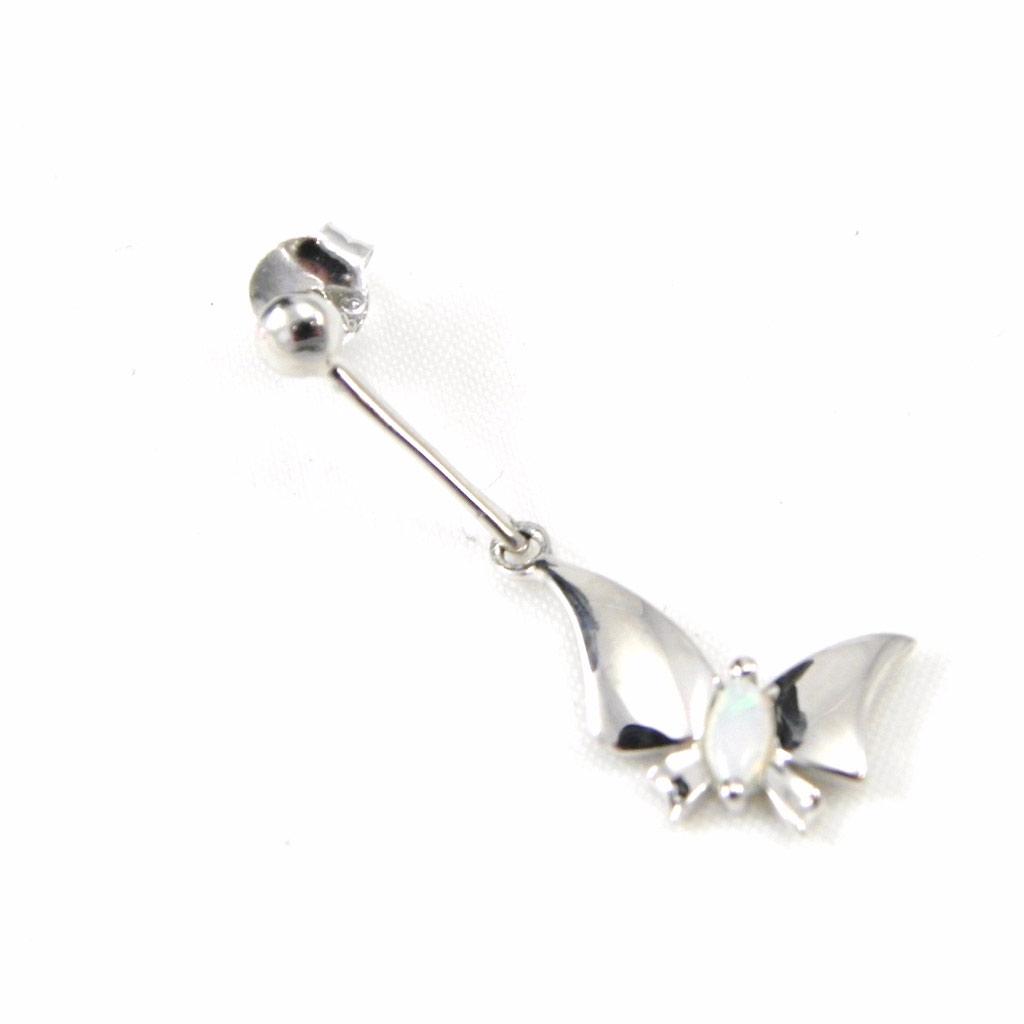 Les Trésors De Lily [F6056] - Silberohrringe 'Opal Goddess' Silber Weiß Schmetterling (rhodiniert) - 10x30 mm