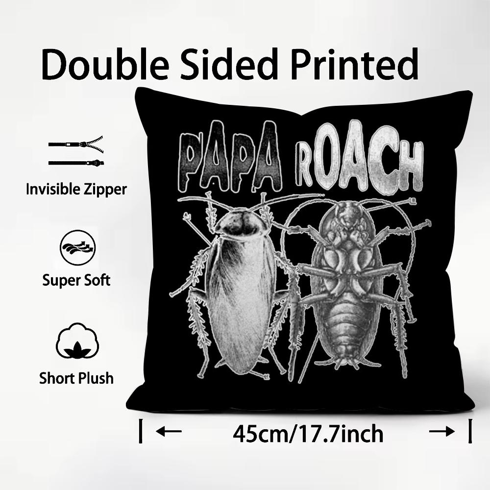 Famous Band PPapa RRoach Cushion Cover Plush Fabric Soft DoubleSided Printed Sofa Warm Winter Home Child Gift Pillow Case