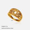 European and American new high-end light luxury simple niche design inlaid with Czech diamond titanium steel gold-plated multi-layer ring jewelry wome