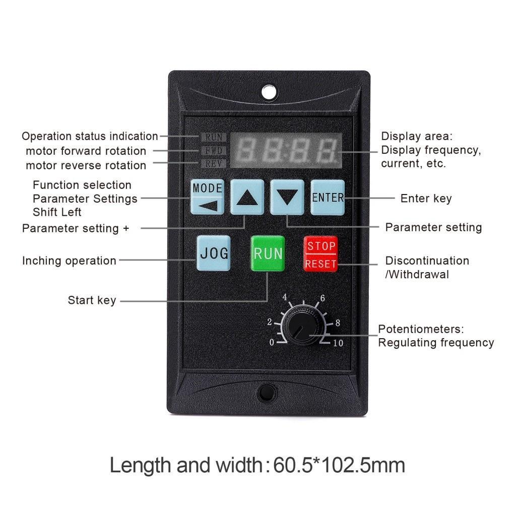 Driver Miniature Frequency Converter MCU Single Phase Input Simple Frequency Converter VFD 750W/1500W RS485 Three-Phase Motor