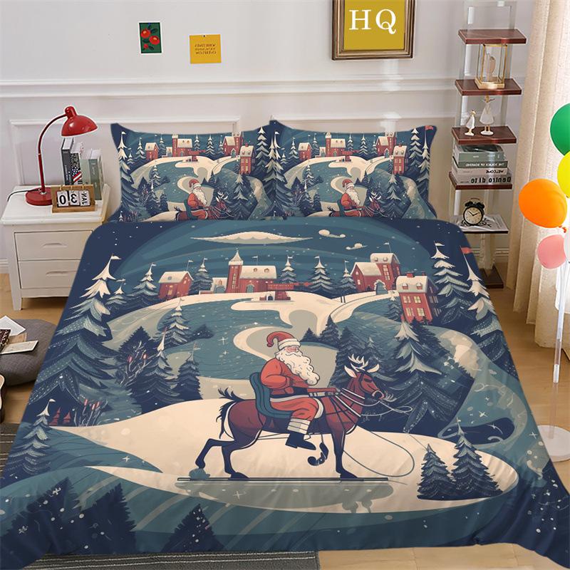 Christmas Gift 3D Printed Polyester Pillowcase Quilt Cover Two Or Three-Piece Set Is Available