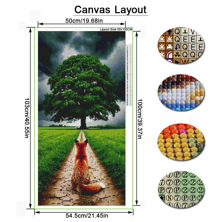 Green Trees Grasslands and Foxes Large Size Diamond Painting Animals Diy Full Square Round Drill Rhinestone Embroidery Mosaic Cross Stitch Kits
