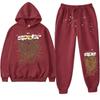 Womens Casual Hooded Tracksuit Set Geometric Print Loose Fit Long Sleeve 2 Piece Sportswear