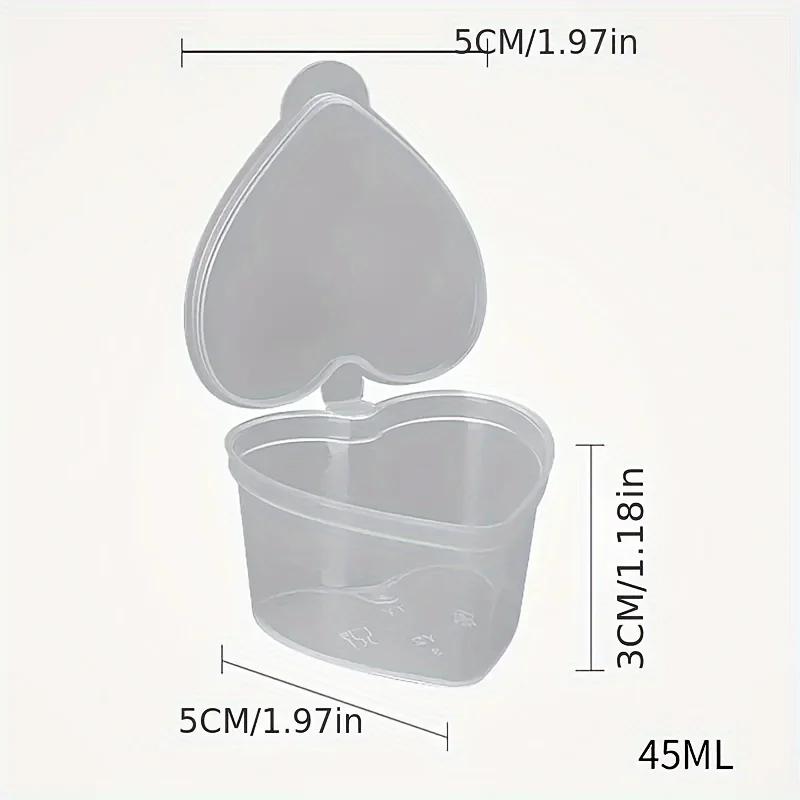 10/20/40pcs 45ml Heart-Shaped Disposable Sauce Cups Thickened for Food Service Easy Use And Clean for Takeaway Packaging