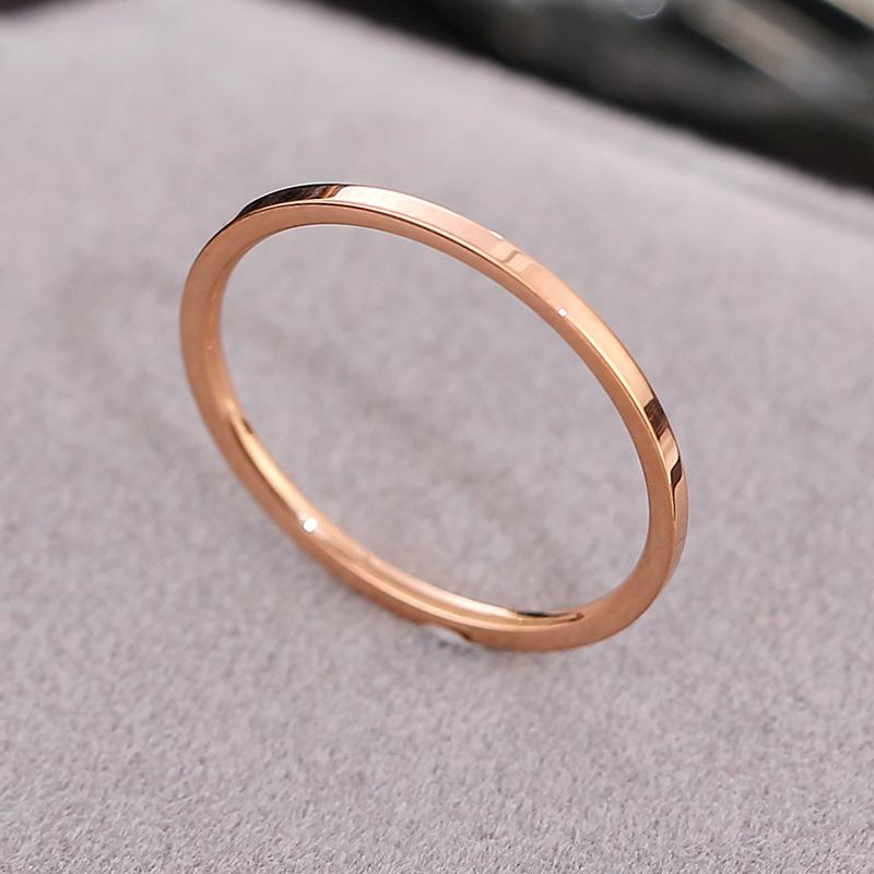 Bague en Acier Titane 18k Hypoallergénique Durable Acier Inoxydable Bande Fine Bijou Unisexe