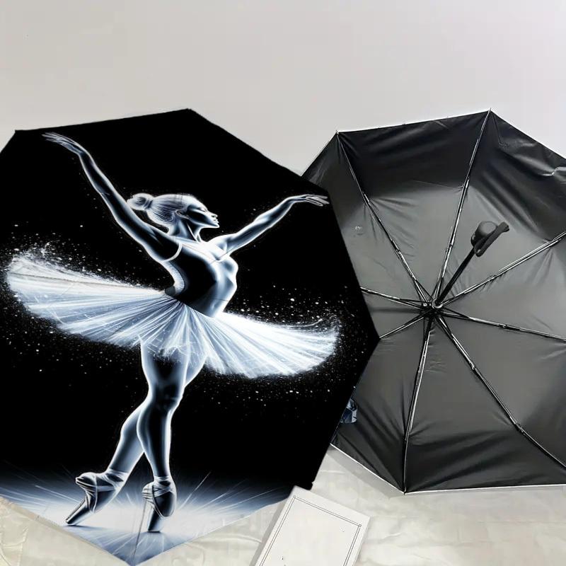 1pc Ballerina Dance Automatic Open/Close Umbrella with Windproof, 8-Rib Sturdy Canopy, Durable Ribs, Fashionable Design1224A