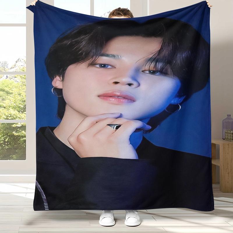 Coperta di Flanella Jimin Kpop B-BTS Star, Coperta Morbida Calda in Peluche per Casa Camera da Letto Letto Divano Copertura Ufficio Campeggio picnic regalo
