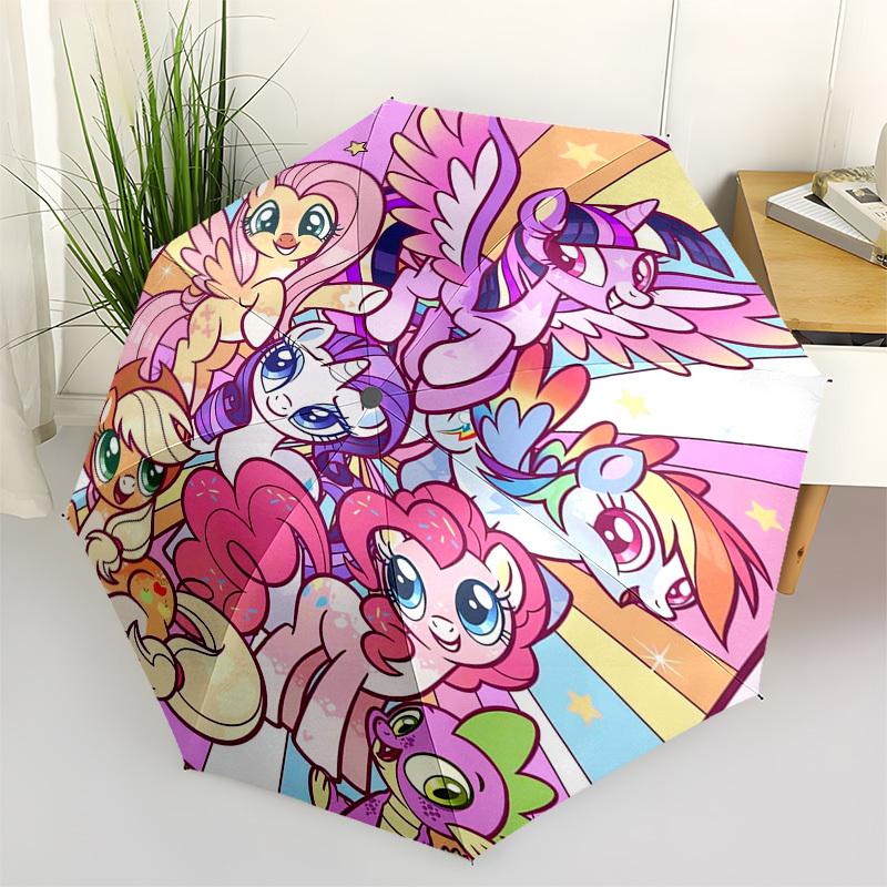 

My Little Pony, Friendship Themed Automatic Opening and Closing Umbrella, Compact Travel Umbrella, Lightweight and Portable, Suitable for Be