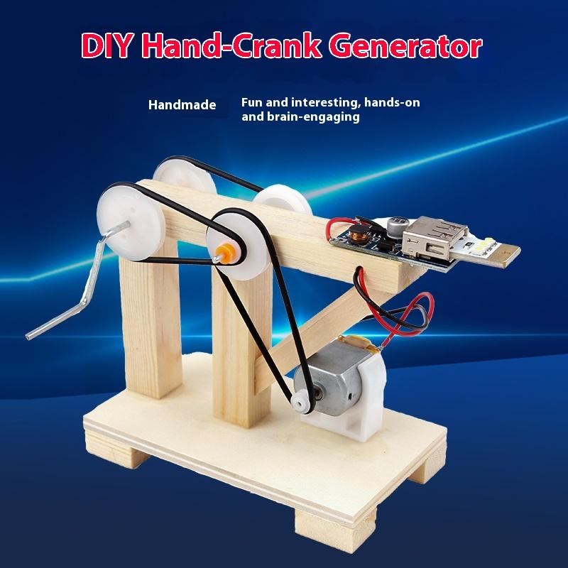 Generator Ręczny DIY Model dla Dzieci Zestaw Edukacyjny do Nauki Fizyki Drewniany Eksperyment Naukowy Zabawka Edukacyjna STEAM Szkoła