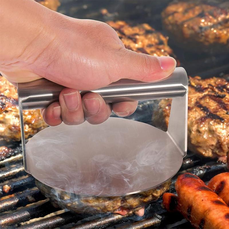 Stainless Steel Burger Press 5.5Inch Burger Smasher Nonstick Burger Maker BBQ Steak Cooking Tool Hamburger Press Kitchen Tool