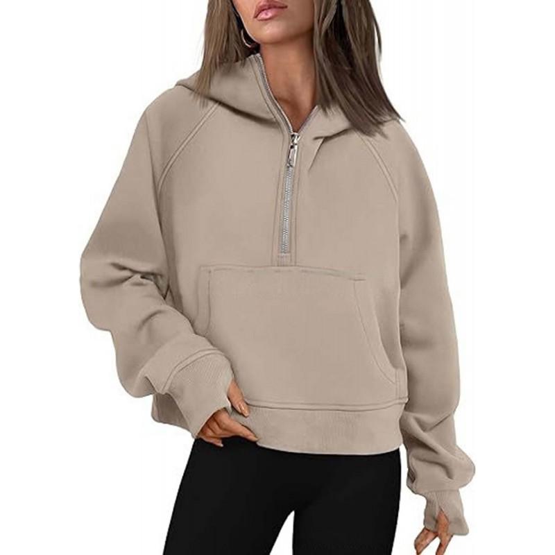 Womens Hooded Zipper Sweatshirt Thick Warm Pullover Top Long Sleeve Casual Winter Outwear