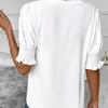 Women Summer Style Blouses Shirts Lady Casual Short Puff Sleeve V-Neck Solid Color Blouse Tops