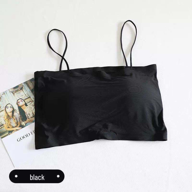 

Cross-border Seamless Ice Silk Strapless Tube Top with Chest Pads for Women One Size чёрный