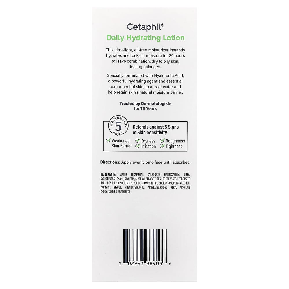 Cetaphil Daily Hydrating Lotion with Hyaluronic Acid, 3 fl oz (88ml)