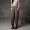 Women Harem Pants Elastic High Waist Lightweight Down Trousers with Large Pockets Thick Warm Quilt Pants