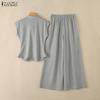 ZANZEA Women Sleeveless Blouse and Long Pants Casual Two Piece Suit Set