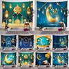 Vibrant Eid Mubarak Tapestry Moon Star Wall Hanging Decor For Ramadan Celebrations