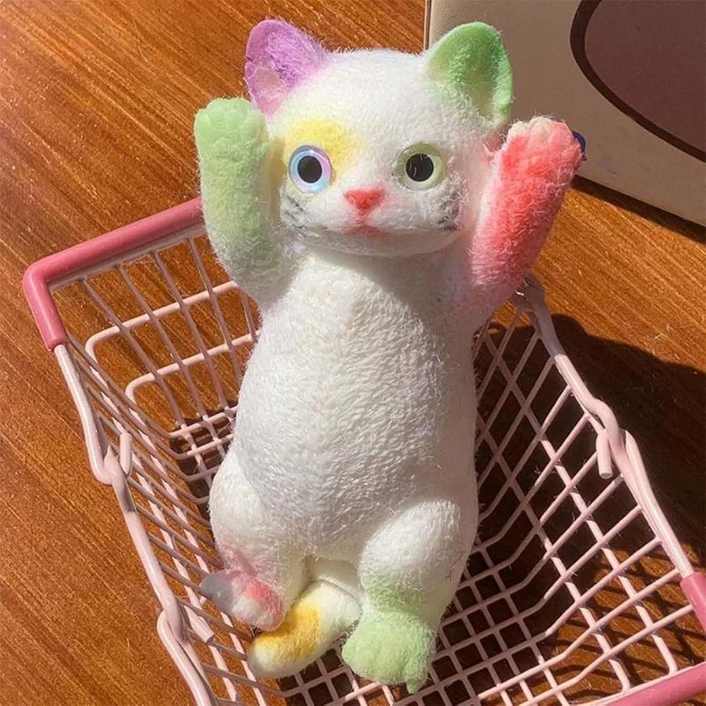 Relieving Stress Squeeze Toy Cute Cat Pattern Reducing Anxiety Squishy Cat Doll Soft Portable