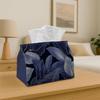 2D Flat, 1pc Tissue Box Cover, Seamless Pattern, Dark Blue Background with White Border - Multifunctional Napkin Box, Suitable for Home, Party, Car De