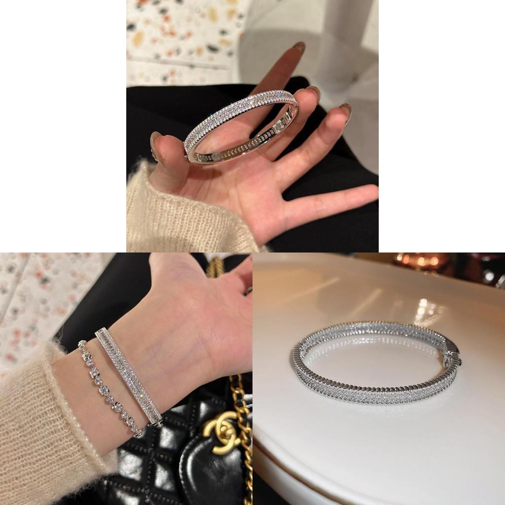 Fashion Minimalist Zircon Buckle Bracelet With Geometric Design For Elegant Office Wear
