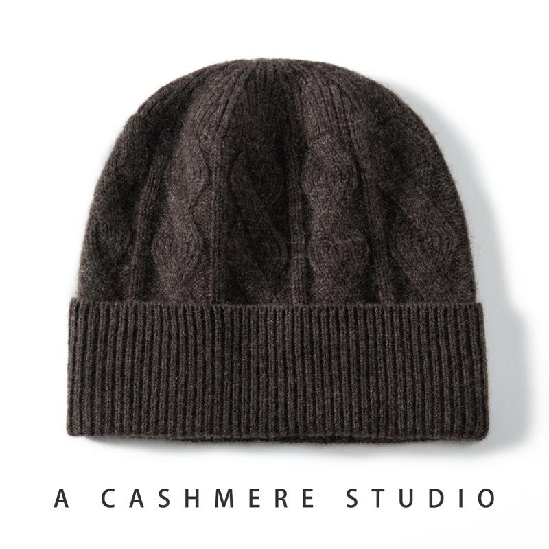 Cashmere hats men's and women's thickened twisted hats autumn and winter parents' hats thermal bald hats stacking hats