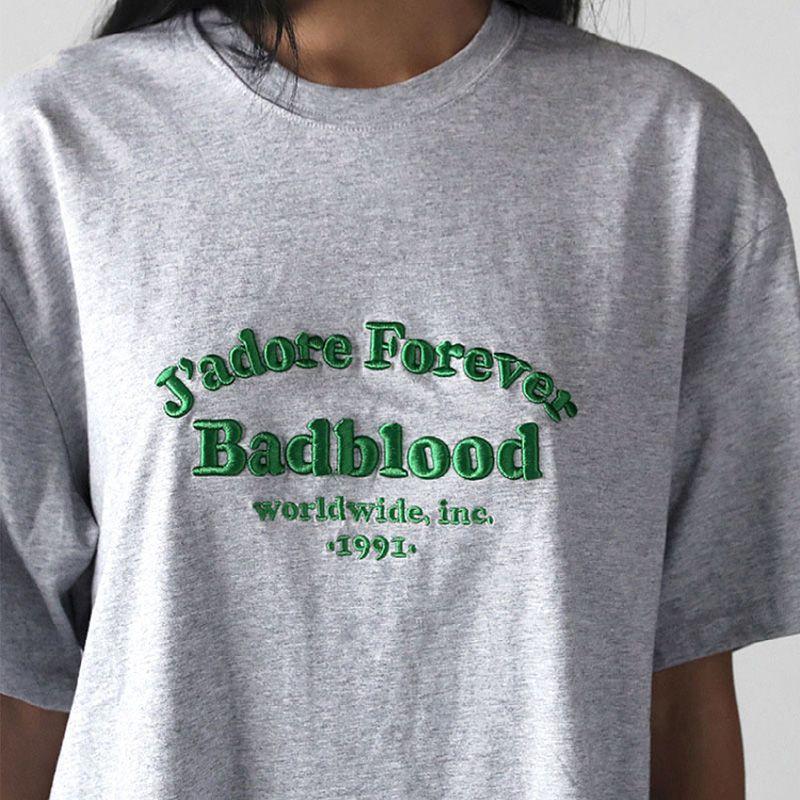 Badblood Women's Casual T-shirt Summer New Arrival Loose Black American Sexy High Street Embroidered Crew Neck Tops