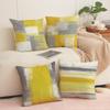 45x45cm Kissenbezug im Ins-Stil mit Farbblockierung Grau Gelb Farbblockierung Leinen Kissenbezug Zuhause Sofa Auto Kissenbezug