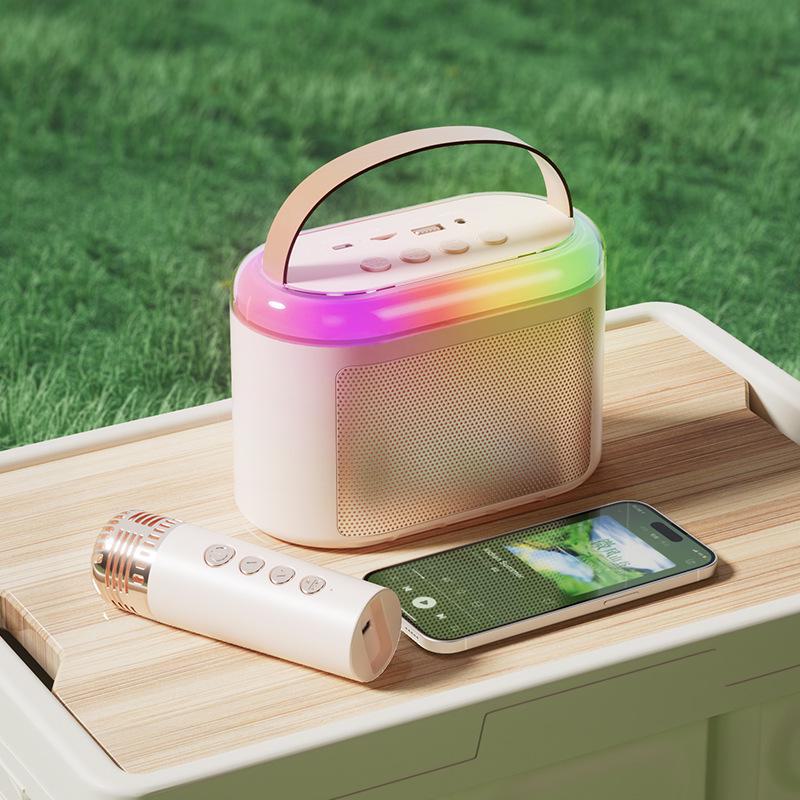 Q7 Ασύρματο Bluetooth Ηχείο & Μικρόφωνο με Φώτα - Φορητό Υπαίθριο Ηχείο Καραόκε