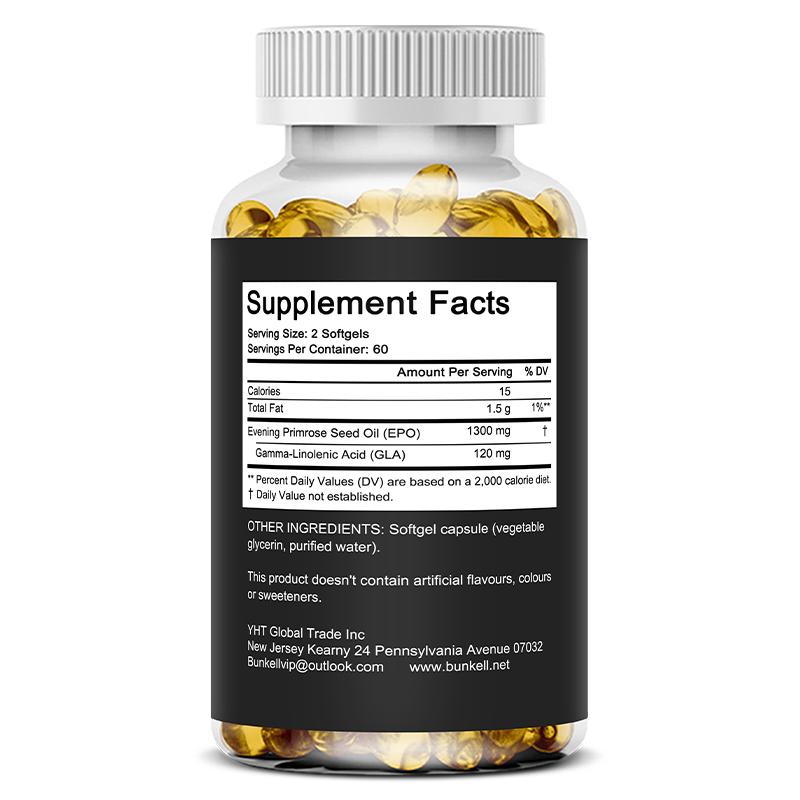 Evening Primrose Oil, Gamma Linolenic Acid, 1300mg 120 Capsules Dietary Supplement