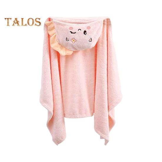 Children Coral Velvet Hooded Bath Towel Cloak Cartoon Animal Shape Faster Absorption Technology Animal Ear Hood Baby Shower Robe
