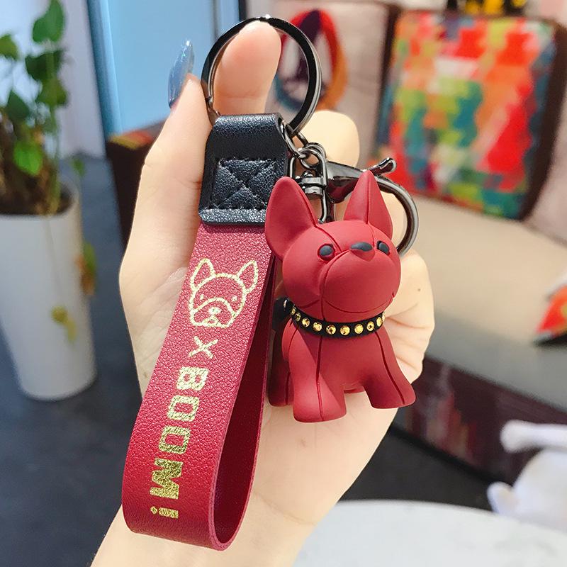 Charming French Bulldog Resin Keychain: Stylish Cartoon Pendant Accessory