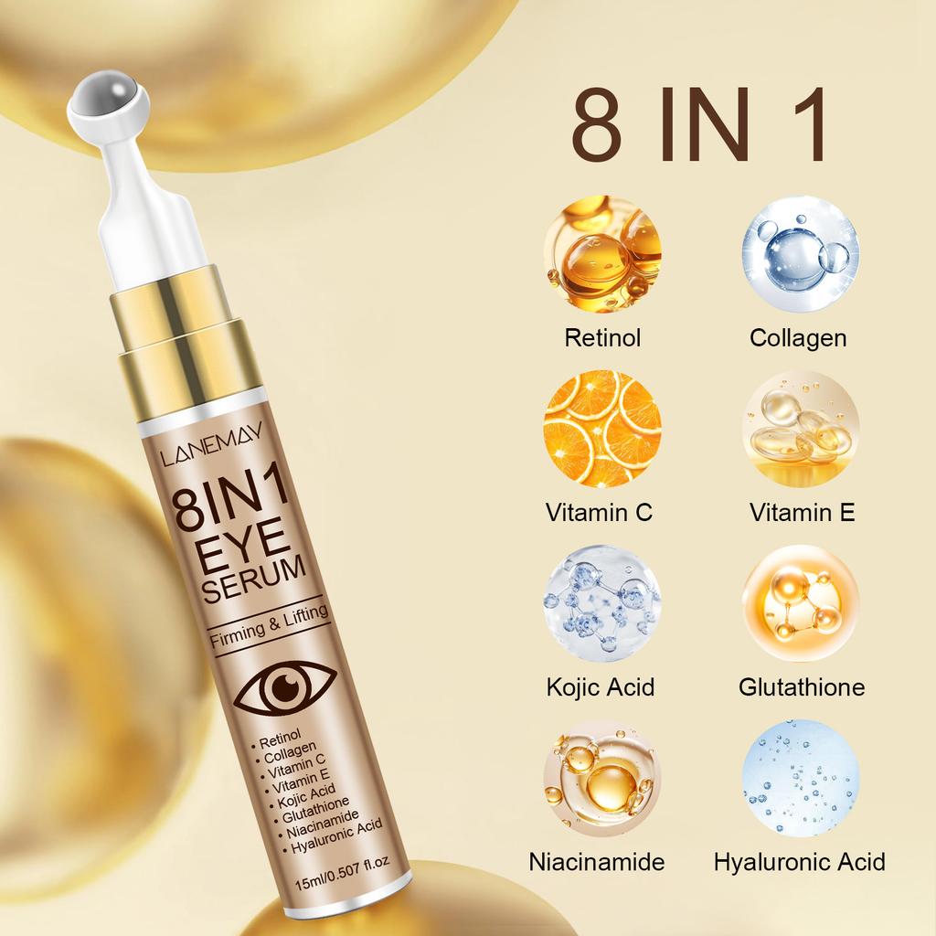 8-in-1 Eye Serum-Improves Dark Circles, Edema and Eye Fine Lines, Contains Hyaluronic Acid and Collagen,Moisturizing and Non-stick, Skin Care Products