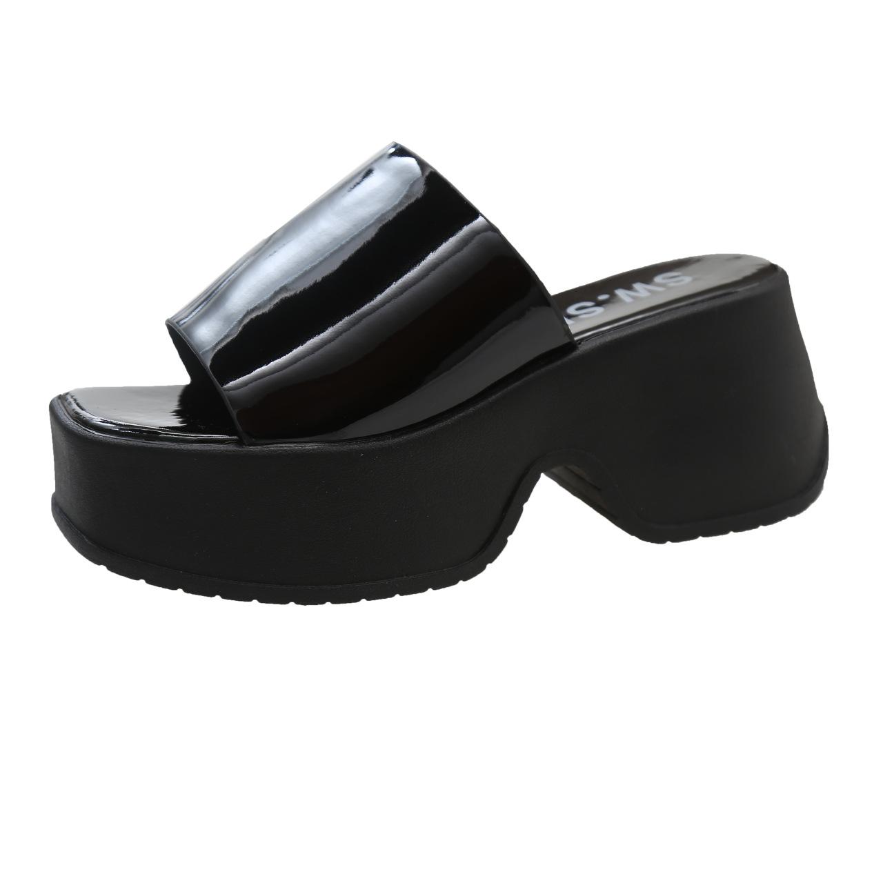 

Fashion Fashion Women s Slippers 2025Summer New Thick Soled Sandals Square Head Open Toe Chunky Slippers for Women Mules Slippers Slides 35 чёрный