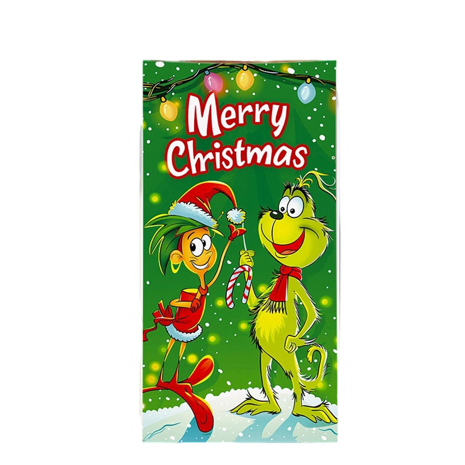

Stretch Fabric Door Cover Cross-border Christmas Happy Door Cover Holiday Party Decoration Integrated Design Elastic Design One Size