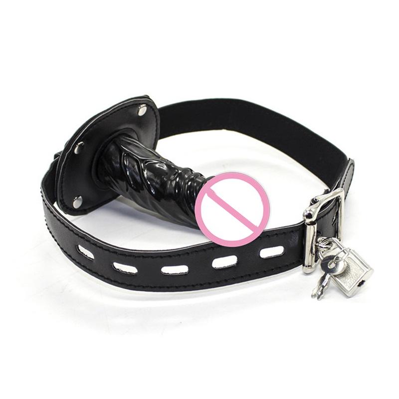 Öppen mun Gag Bite Silikon Penisplugg Dildo Fetisch Bondage Sexleksaker BDSM Slavprodukter för Kvinna Vuxen Spel Sex Par