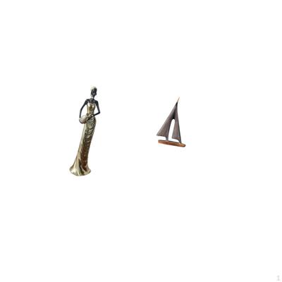 African Tribal Lady Sailing Boat Statue Vintage Art Crafts Decorative Sculpture Ornament for