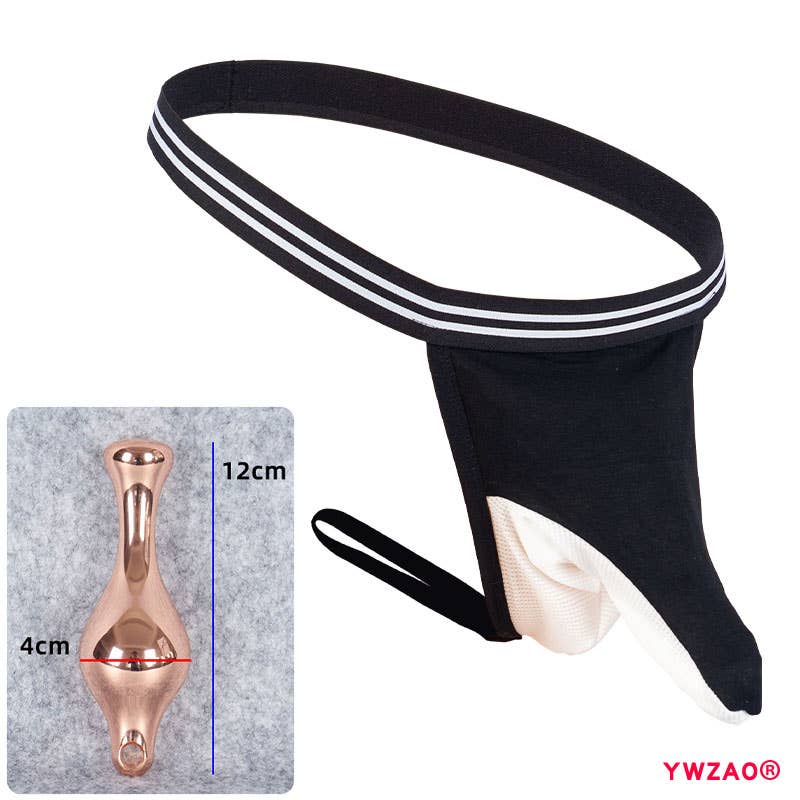 YWZAO Insertable Anal Plug Mens Underwear Thong Separate Pouch Design Black N28