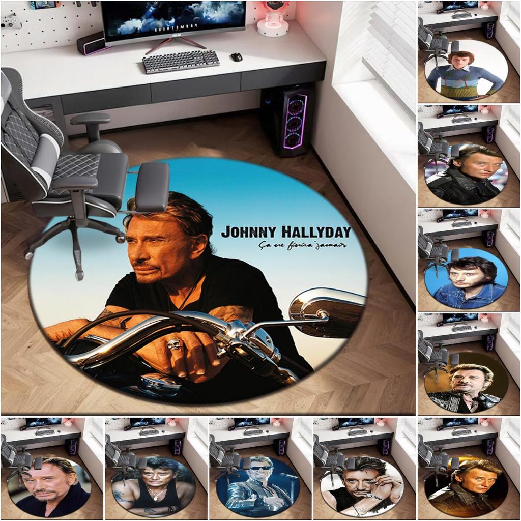 1pc Rock Star Johnny Hallyday Round Carpet Painted Printed Circular Carpet, Home Door Mat, Outdoor Travel Protection Carpet