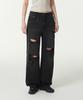 MUSINSA STANDARD WOMAN Women'S Multi Distressed Wide Denim Pants [Washed Black]