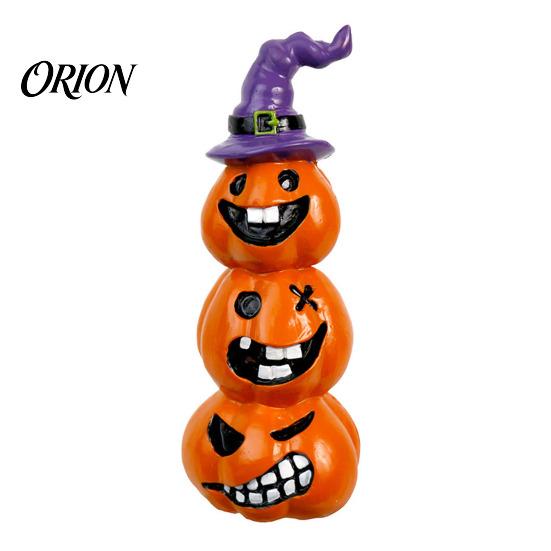 Festive Halloween Room Decor Pumpkin Statue, Resin Spooky Face Figurine for Holiday Seasonal Home Indoor Tabletop, Tiered Tray, Party, Funny Tabletop