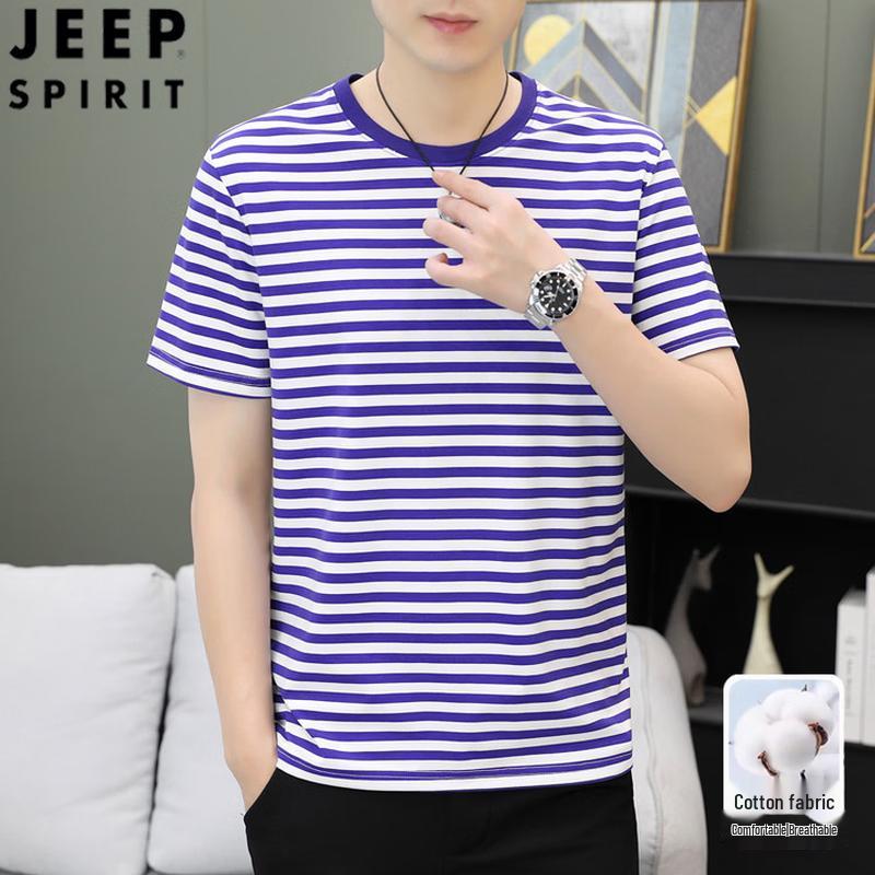 JEEP SPIRIT Men s Striped Short Sleeve T-Shirt L