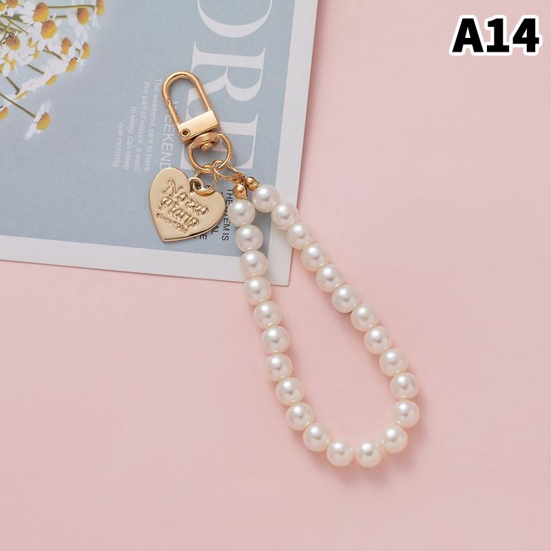 Simulation Pearl Keychains Love Flower Pendant For Bag Car Doll Pendant Beaded Key Charm Decoration For Women Mobile Phone DIY