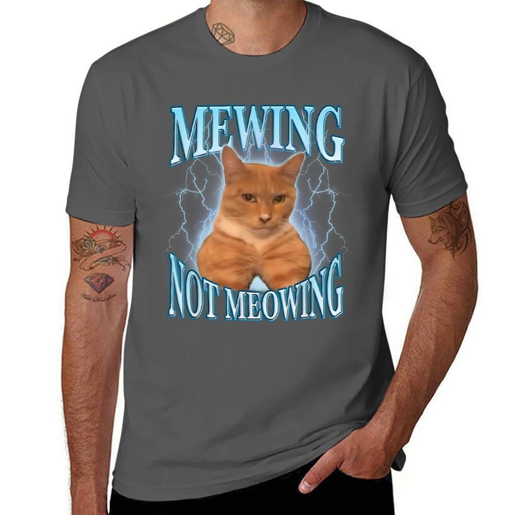 Funny Cat Meme with Meowing Looks Meowing Cat TShirt Festival Short Sleeve TShirt