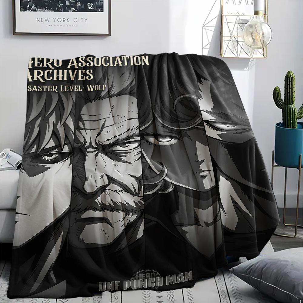 One Punch Man Characters flannel blanket, classic anime pattern for home furnishing, nice gift.xwn