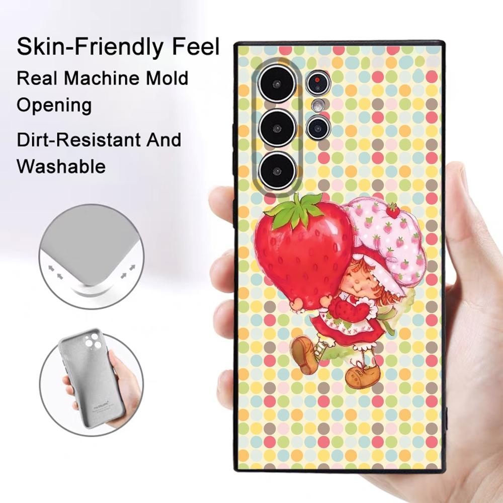 Strawberry Pink S-Shortcake Phone Case Samsung Galaxy S25 S24 S22 S23 Ultra S21 S20 Plus 5G Frosted Non-Slip Full Soft Cover