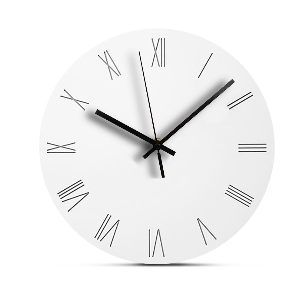 

Креативные настенные часы из МДФ из дерева, современные настенные часы для гостиной, круглые деревянные бесшумные подвесные часы с большими римскими цифрами, 12 дюймов 12 inch белый