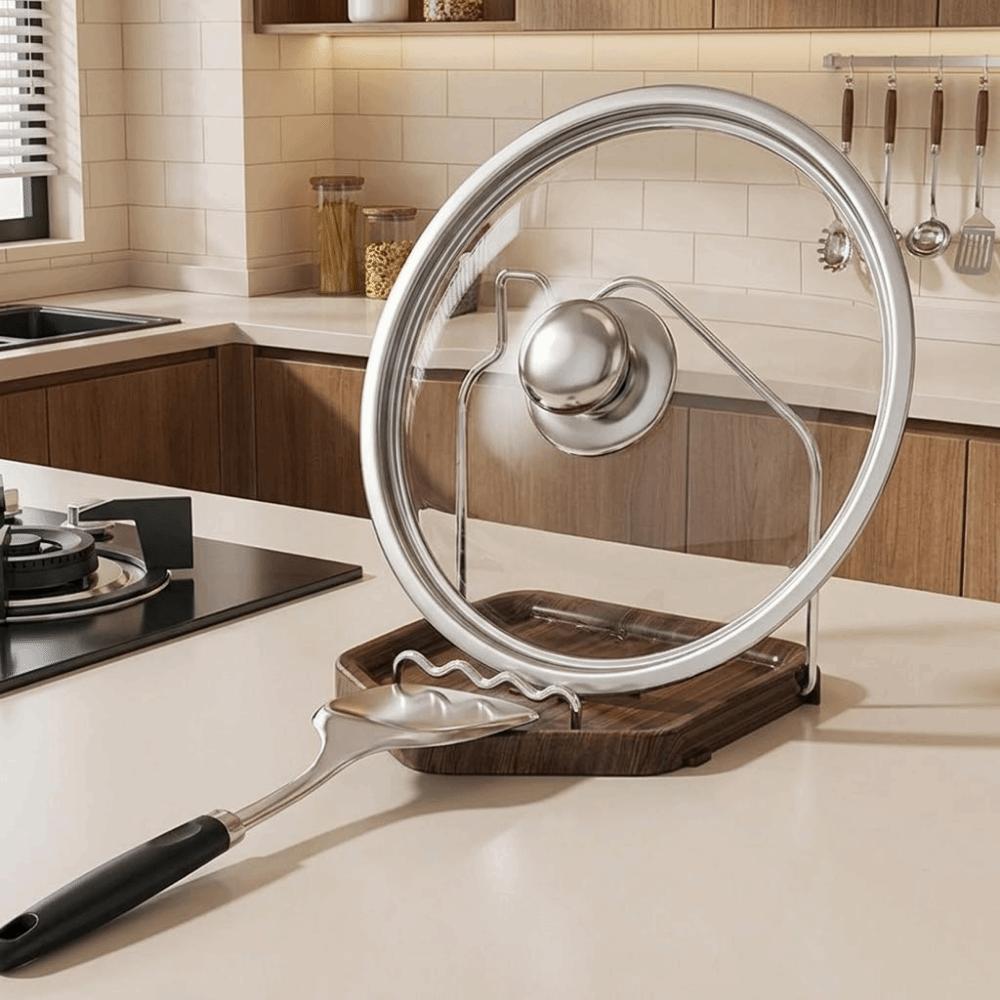 Folding Pot Lid Rack Rustproof Spoon Rest Multi-functional Pot Cover Shelf Cabinet